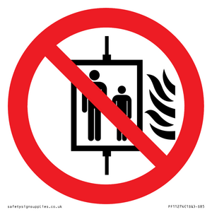 P020 Prohibition: Do not use lift in the event of fire